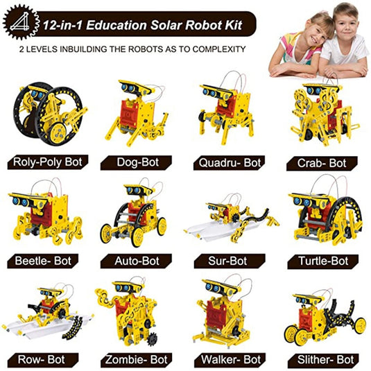 SolarBot Builders: 12-in-1 Solar-Powered DIY Robot Kit