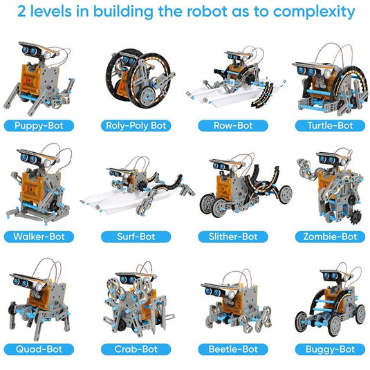 SolarBot Builders: 12-in-1 Solar-Powered DIY Robot Kit